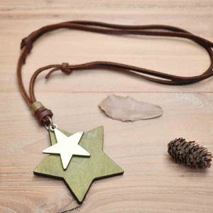 Simple Cute Star Pendant Necklace Black Green Coffee