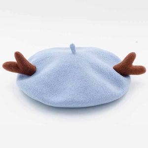 comfy and soft wool blue beret for girls