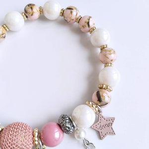 Pink Star Dream White&Pink Bead Bracelet