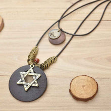 Load image into Gallery viewer, Retro style hexagram pendant necklace for girls and boys creative handmade gift