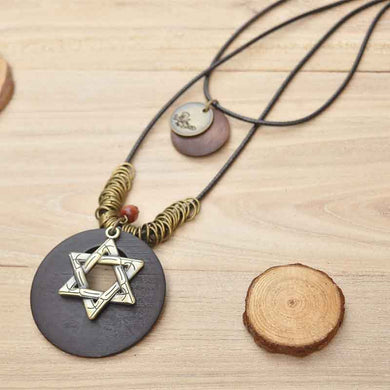Retro style hexagram pendant necklace for girls and boys creative handmade gift