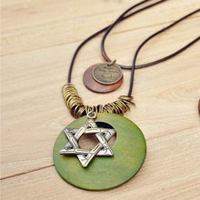 Load image into Gallery viewer, Old Style Hexagram Pendant Necklace  Coffee Green Black