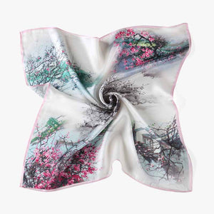 Paint Silk Flower Bandana Gift for Women