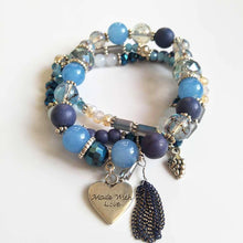 Load image into Gallery viewer, Made With Love Blue Beaded Bracelets Perfect handmade gift for yourself, your girl friend/boy friend, family or friends.