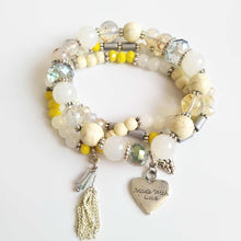 Load image into Gallery viewer, Made With Love Yellow Bead Bracelets Handmade gift for girl friends Christmas gift