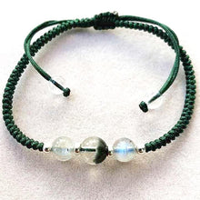 Load image into Gallery viewer, Fortune and luckness Green Phantom Crystal Woven Bracelet for women