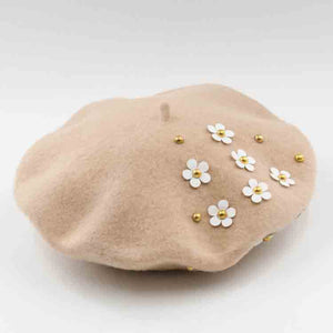 Cute Flowers Wool Berets Hats