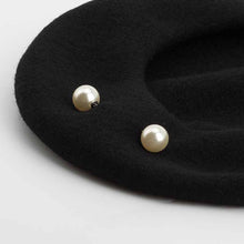 Load image into Gallery viewer, Pearl Black Wool Beret for Women
