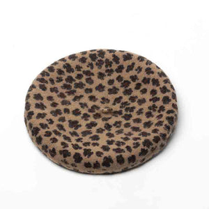 Women Fashionable Leopard Wool Beret Beanie