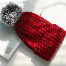 Load image into Gallery viewer, Winter Pom Beanies Grey/Blue/Red/Beige