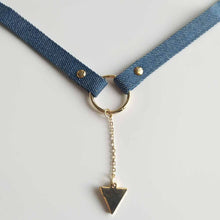 Load image into Gallery viewer, Denim Chokers Heart / 3 Pendants Options