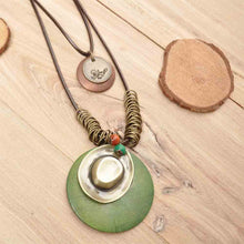 Load image into Gallery viewer, Retro Style Hat Pendant Necklace Coffee Green Black