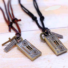 Load image into Gallery viewer, handmade Radio pendant necklace with adjustable real leather cord for men and women