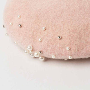 Comfy&soft Pear Wool Pink Beret Hats