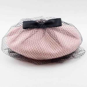 mesh veil fashionable wool beret with bowknot