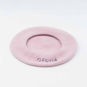 Music wool pink beret for women