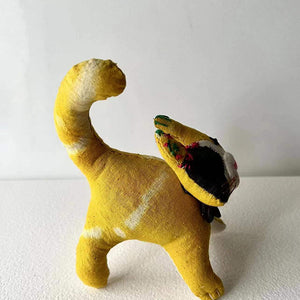 Yellow Cat Chinese Traditional Hand Embroidery Heritage Handicraft Animal Home Decor Toy Special Gift