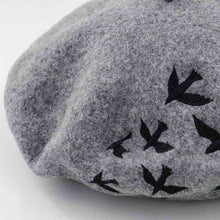 Load image into Gallery viewer, Embroidery Birds Women Wool Beret Hats Black/Grey/Pink/White