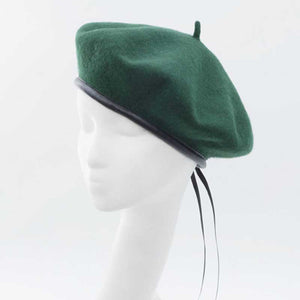 Wool green beret hat for women