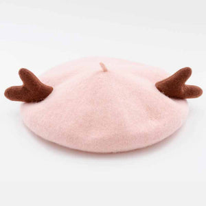 Soft and comfy wool pink beret for women