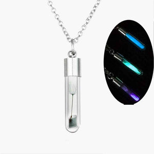 Dandelion Wish bottle glow in the dark necklace 