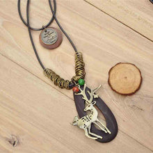 Load image into Gallery viewer, Classic Style Deer Pendant Necklace Black Green Coffee