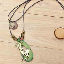 Load image into Gallery viewer, Classic Style Deer Pedant Necklace Black Green Coffee