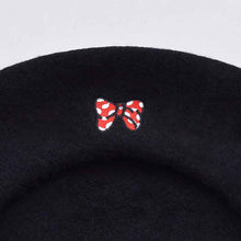 Load image into Gallery viewer, Embroidery Bow Wool Black Beret