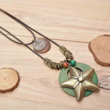 Load image into Gallery viewer, Premium Wax Cord Star Necklace Coffee Green Black 3 Options