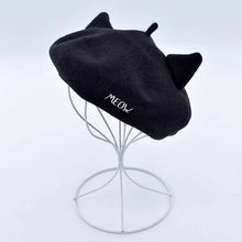 Load image into Gallery viewer, Wool black beret hat for girls