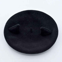 Load image into Gallery viewer, Embroidery MEOW Wool Black Beret
