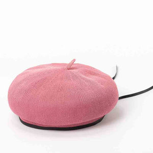 Pink beret hat for women 