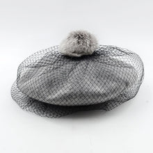 Load image into Gallery viewer, women mesh veil wool beret hats