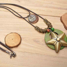 Load image into Gallery viewer, Premium Wax Cord Star Necklace Coffee Green Black 3 Options