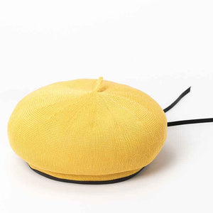 Summer yellow beret for women 