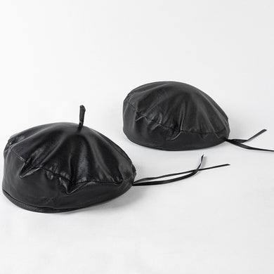 Simple but Fashional PU Leather Beret Hat for Women