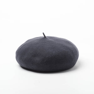 Simple Fashionable Women Black Wool Beret Beanie Lady Hat