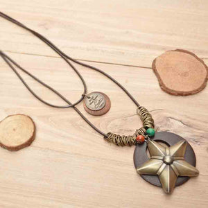 Premium Wax Cord Classic Star Necklace Coffee Green Black for girls and boys  special sweater chain 