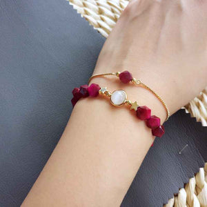 Fashionable Golden-plated gemstone bracelet for women