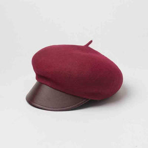 Simple&Fashionable Peak Cap Wool Wine color Beret