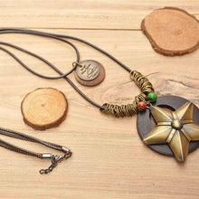 Load image into Gallery viewer, Premium Wax Cord Star Necklace Coffee Green Black 3 Options