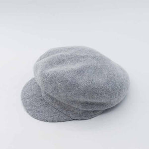 Women grey wool beret peak cap