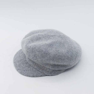 Women grey wool beret peak cap