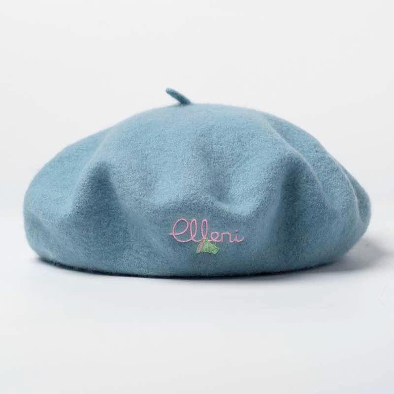 Womens Blue wool beret for winter