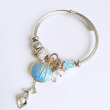 Load image into Gallery viewer, Blue Shell Bell charm Bracelet for women / gifts for girls