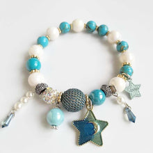 Load image into Gallery viewer, Blue Star Blue&amp;White Beaded Bracelet Christmas gift for girls
