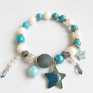 Blue Star Blue&White Beaded Bracelet Christmas gift for girls