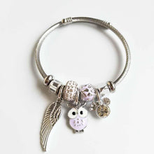 Load image into Gallery viewer, Owl Feather charm bracelets for women gifts for girl