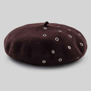 Women Wool Berets Hats with Rivet