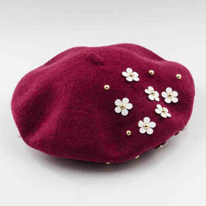 Cute Flowers Wool Berets Hats